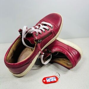 Born Women's Paloma Leather Zip Lace-Up Sneakers Shoes Red Size 6,5